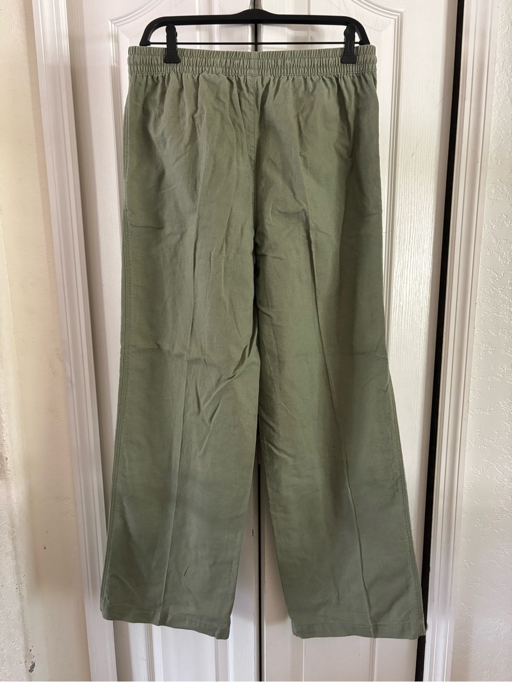 H&M Linen Blend Wide Leg Pants – Khaki Green – Size Medium - Picture 3 of 9